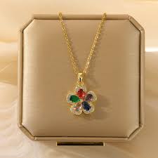 Collier fleur multi couleur