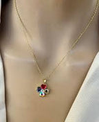 Collier fleur multi couleur