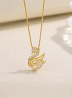 Collier Cygne Cristal en Acier Inoxydable