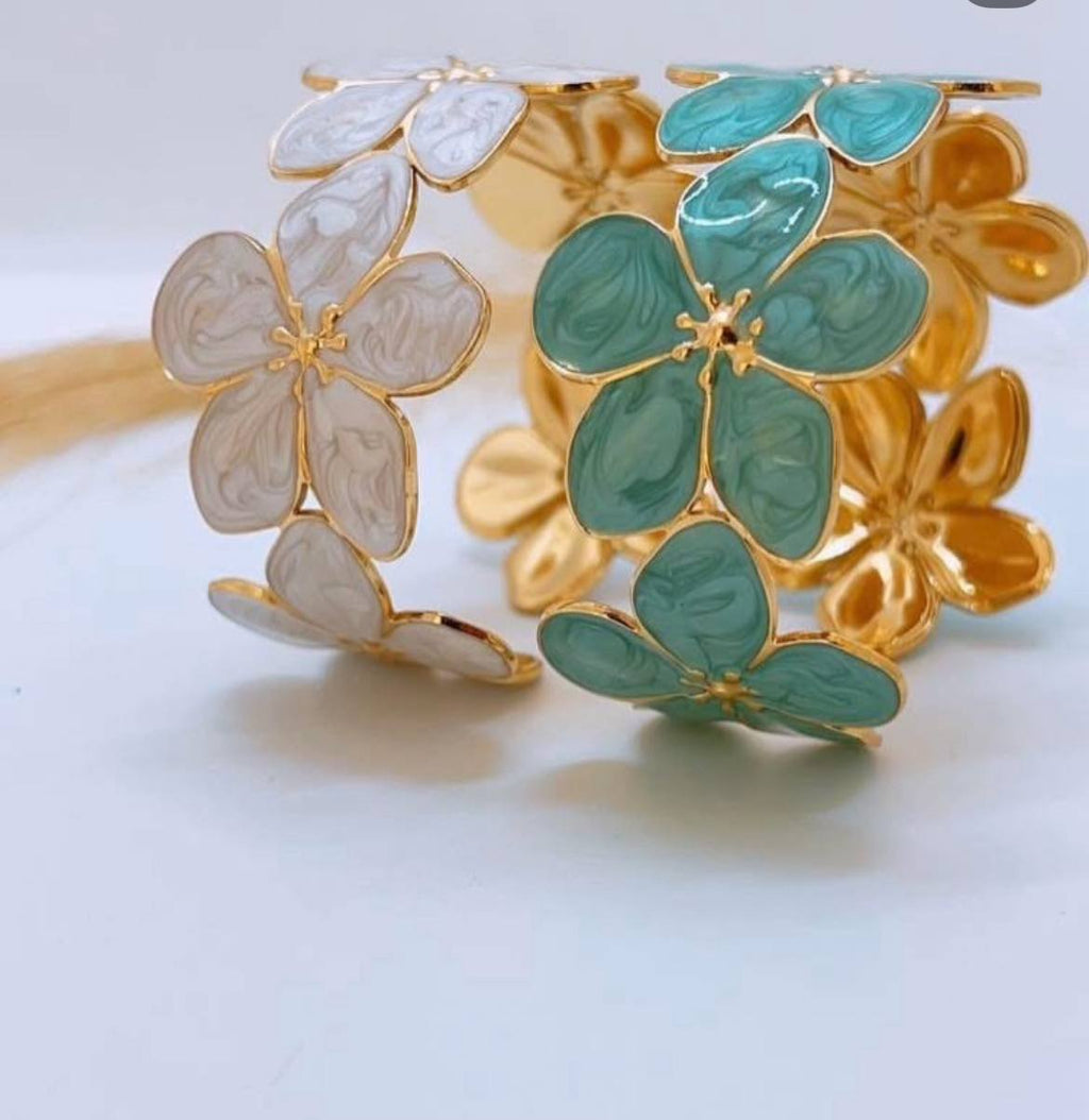 Bracelet Jonc "Éclat Floral" en Acier Inoxydable