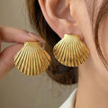 Boucles d'oreilles "Éventail" Chic en Acier Inoxydable 🐚