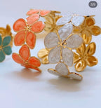 Bracelet Jonc "Éclat Floral" en Acier Inoxydable