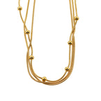 Collier à trois rangs de chaînes effet peau de serpent avec accents de perles rondes